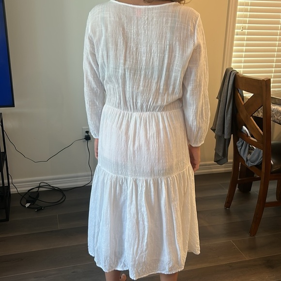 Joe Fresh Cotton Blend Tiered Lightweight Long Sleeves Summer Midi Dress - Picture 6 of 14